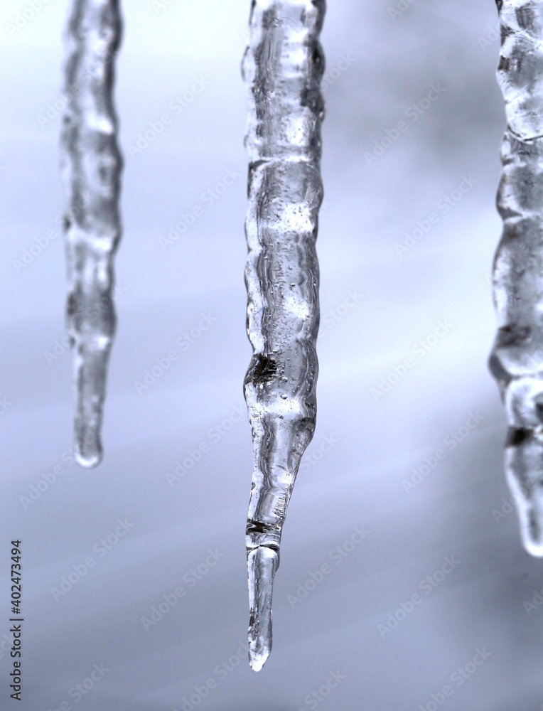 Icicles from dripping water
