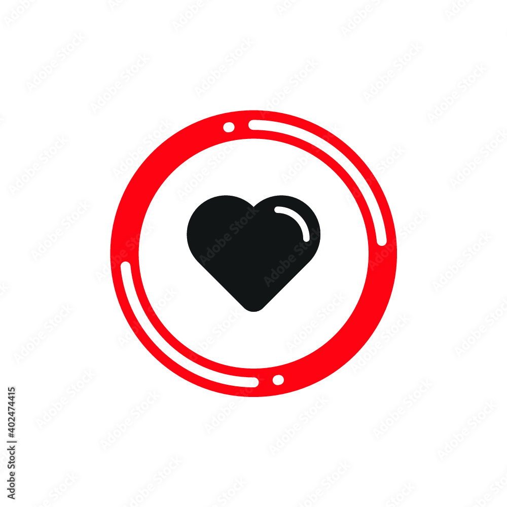 Heart Flat in red circle Heart Flat in red circle