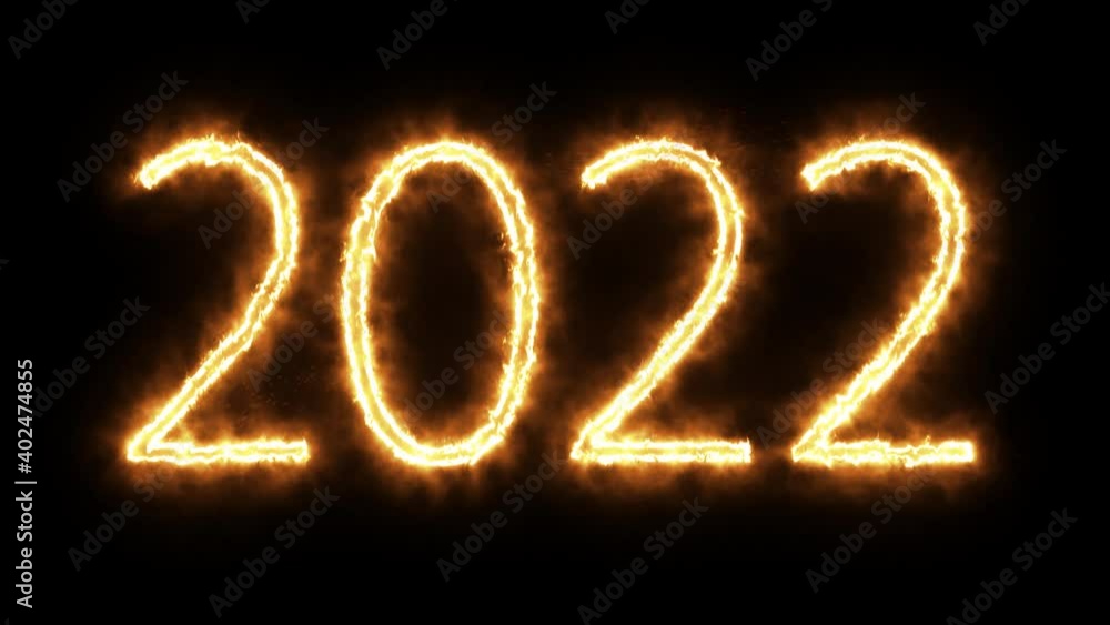 Text 2022 NEW Year with a fiery border glows, burns with flame. 2022 frame animated background. 3D rendering. Text 2022 NEW Year with a fiery border glows, burns with flame. 2022 frame animated background. 3D rendering.