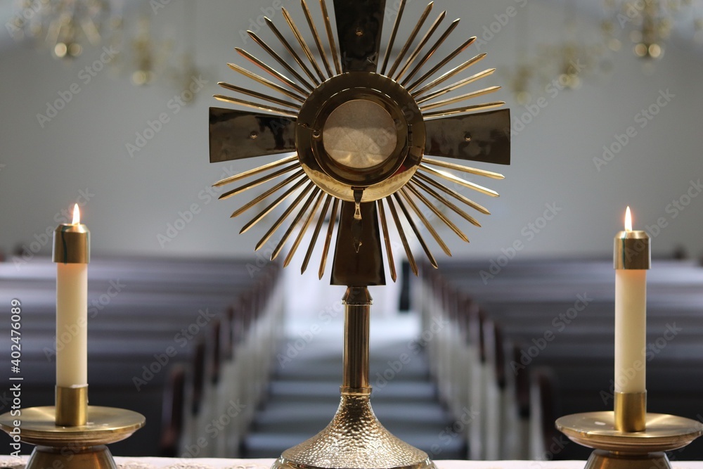Jesus present in the eucharist monstrance real presence of Jesus in the host Catholic Church photography 