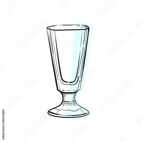 Shot glass lafitnik in the style of sketch. Vector isolated on a white background.