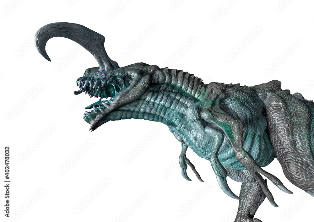 Fototapeta premium alien dinosaurs in white background side view