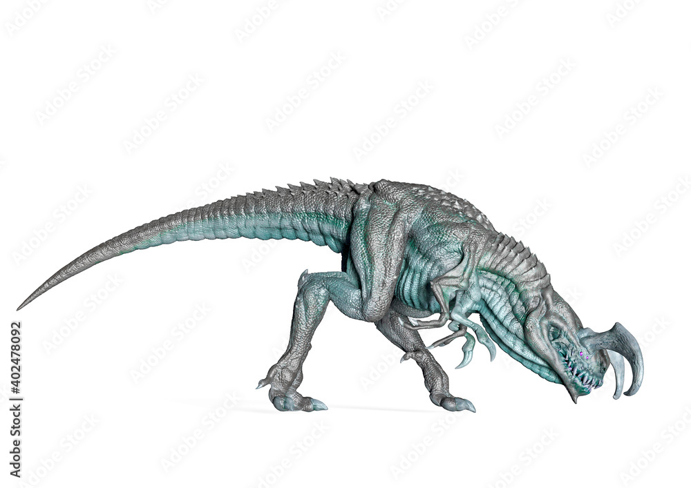 alien dinosaurs is searching in white background alien dinosaurs is searching in white background