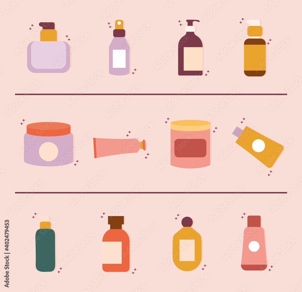 set of organic cosmetic icons set of organic cosmetic icons