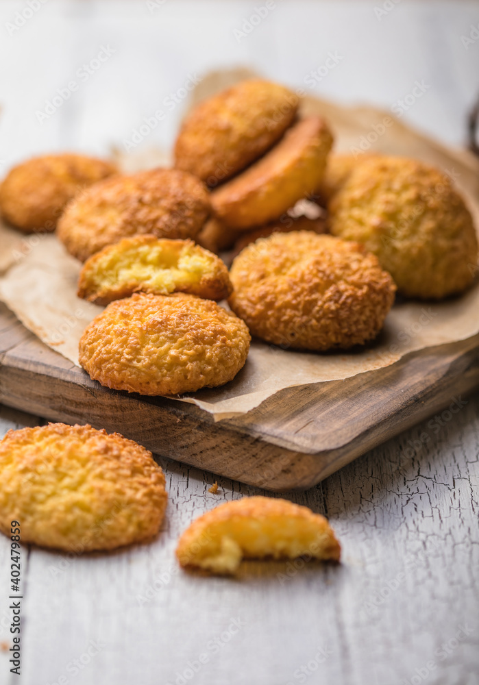 Gluten free millet cookies with coconut flakes. Cocosanki - poland cookies