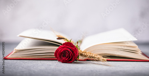 Rose and Book, traditional gift for Sant Jordi, the Saint Georges Day. It is Catalunya's version of Valentine's day