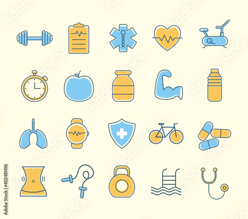 bundle of fitness and health icons