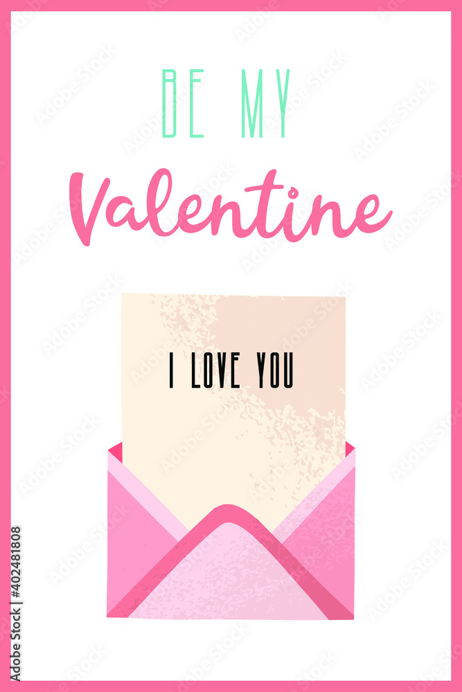 Love letter for valentine's day. An envelope with a letter. Letter illustration in flat style. Love letter for valentine's day. An envelope with a letter. Letter illustration in flat style.