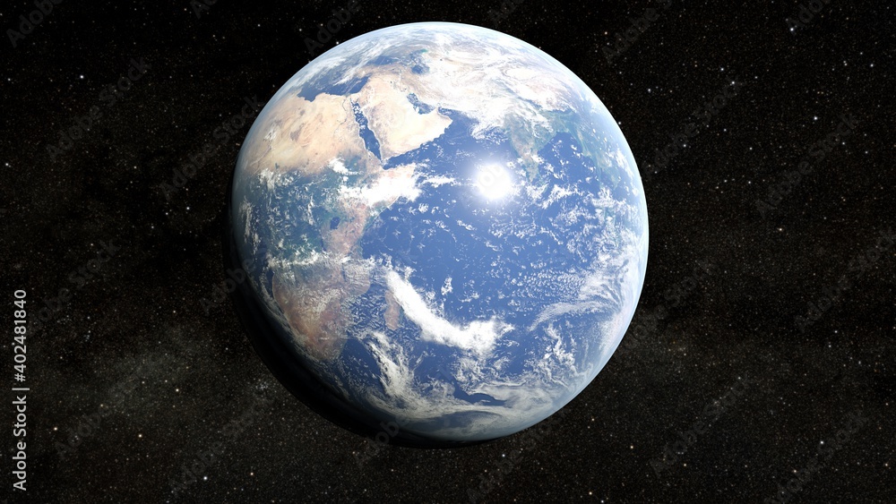 Earth from space with star background
