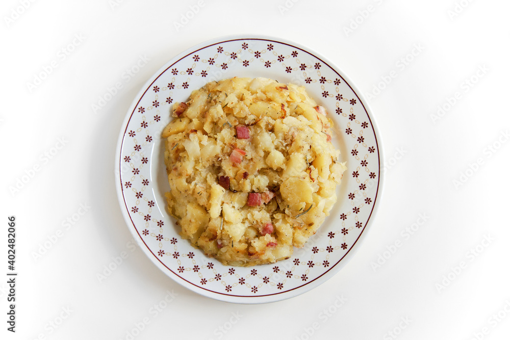 bacon and potato cake, typical recipe of Trieste in Italy
