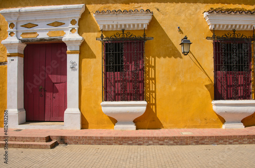 Colorful colonial architecture in sleepy Santa Cruz de Mompox, Bolivar, Colombia