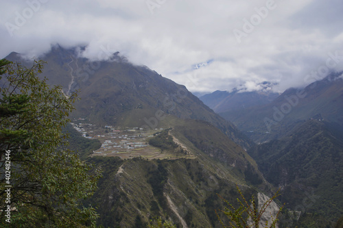 View on Phortse from Kyangjuma on the gokyo ri and Everest base camp trek.