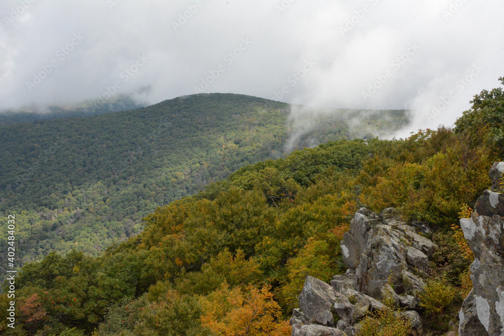 Clouds drifting over the Blue Ridge mountains in Shenandoah National Park