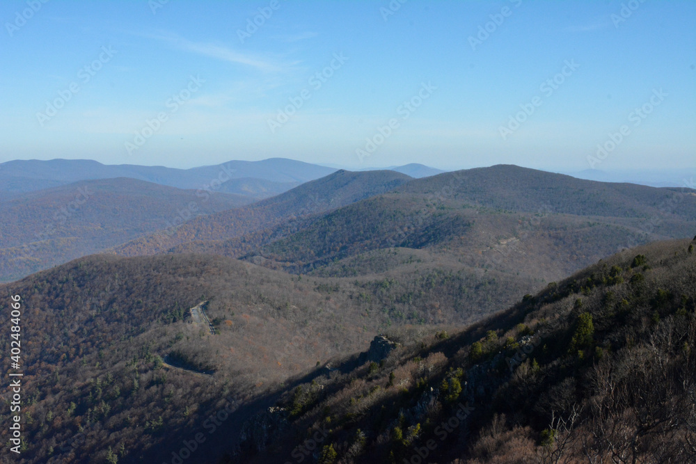 View of the Blue Ridge Mountains in Shenandoah National Park