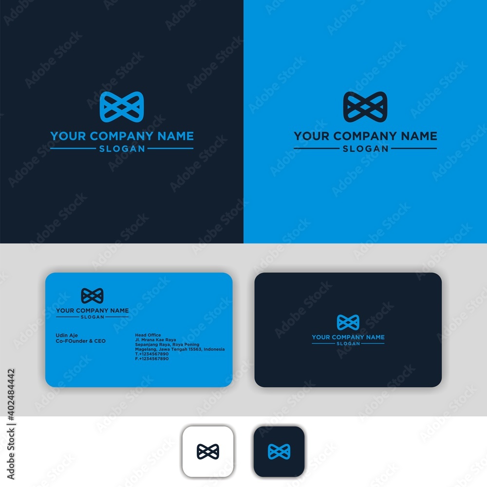 Obraz premium Business card template with letter X monogram abstract