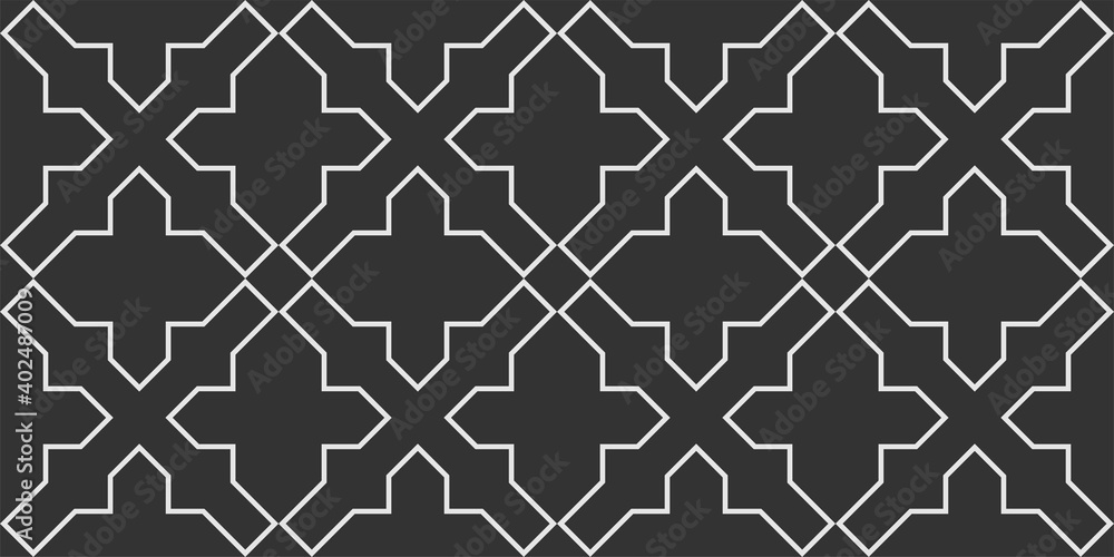 Simple geometric white ornament on a black background. Seamless wallpaper texture Simple geometric white ornament on a black background. Seamless wallpaper texture
