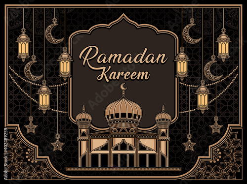 islamic ramadan kareem background with classic design color style