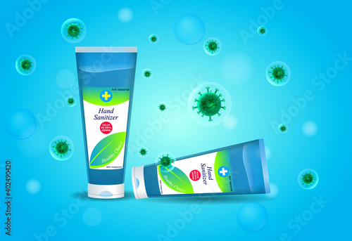 set of  sanitizer bottle or various hand sanitizer for prevent virus or how to use disinfectant hands concept. eps 10 vector, easy to modify