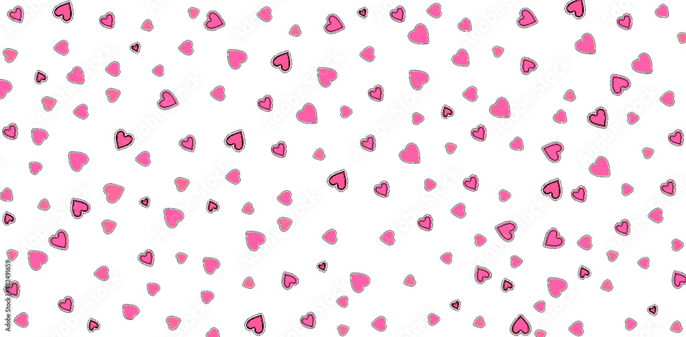 Valentines Day background with many pink hearts on white. Day of love for two people around the world