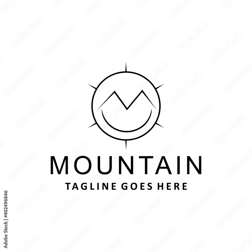 Fototapeta premium Mountain Icon. line peak Vector Modern Symbol. Company Logo Design Inspiration.