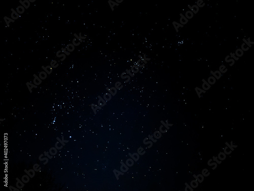 A night sky with star clusters  The Pleiades  Orion belt cluster 