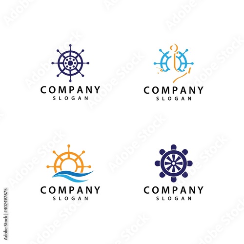Steering ship logo template