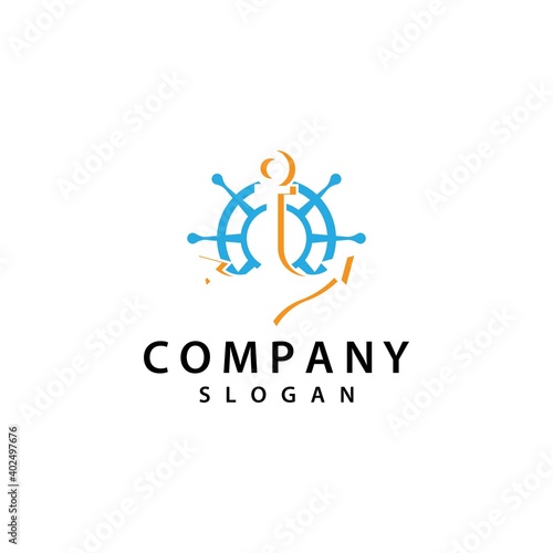 Steering ship logo template