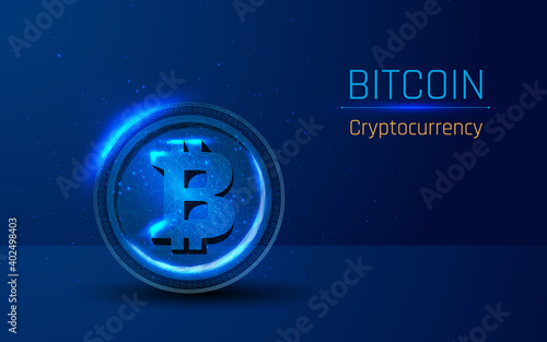 Bitcoin cryptocurrency on a Coin. Polygonal business, money, currency, cash, circle concept. Cryptographic principles to create unique, non-reproducible and shared currency tokens
wireframe. low poly