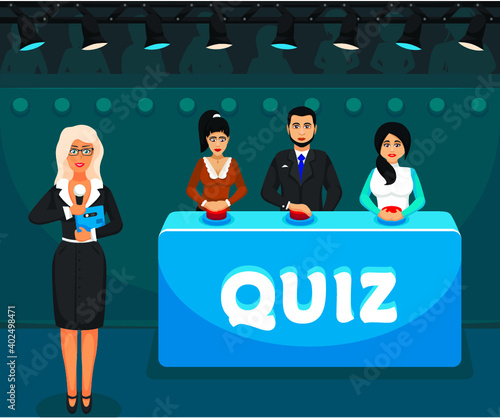 Quiz game vector illustration. Test, exam, answer, education, learning, internet, lottery. Concept for Web, Mobile, Presentations.