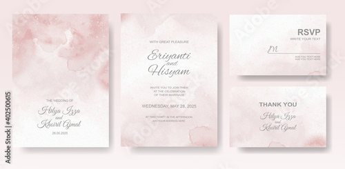 Beautiful wedding card watercolor with splash