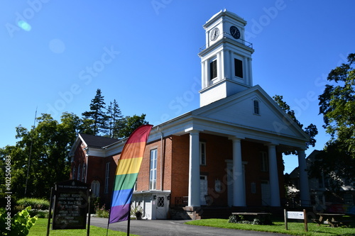 Fototapeta The Reformed Church at Historic Huguenot Street in New Paltz, New York state
