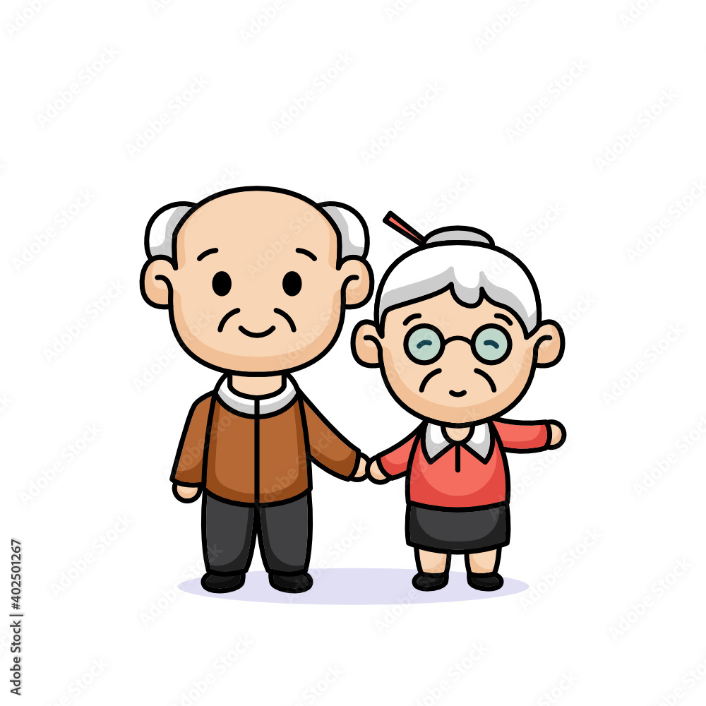 Cartoon of couple elder in Valentine's Day
