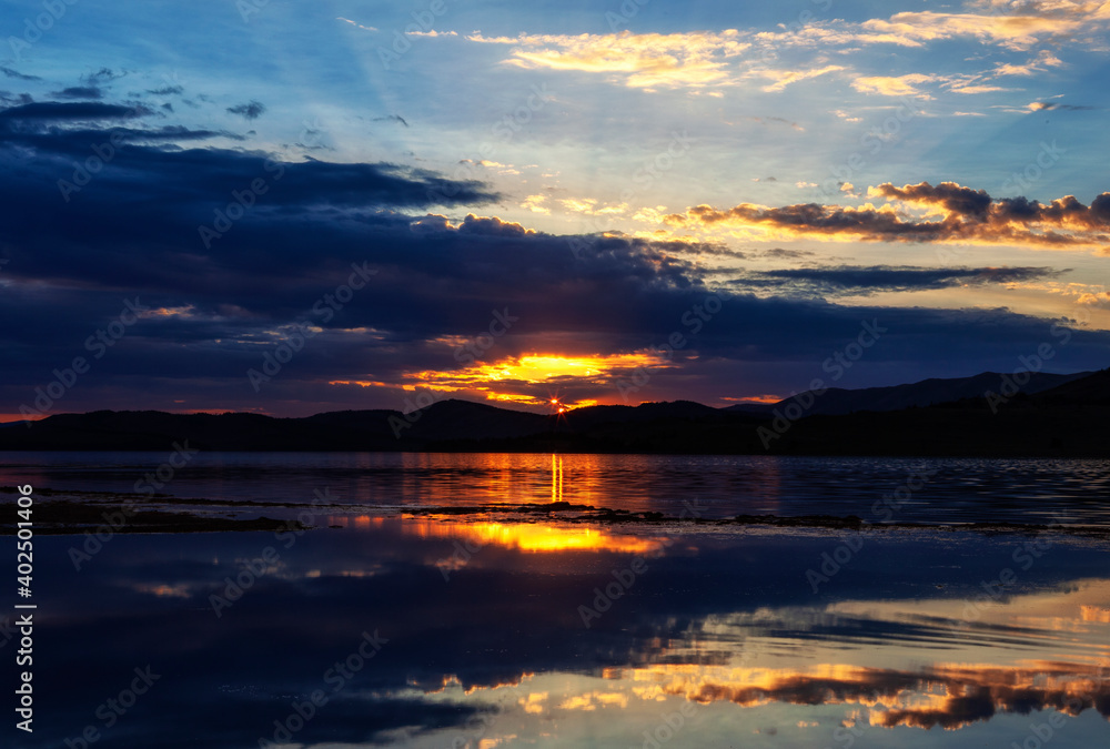 Sunset of Mongolian great lake