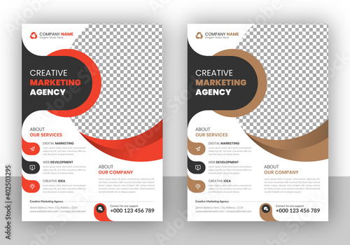 Modern multipurpose creative corporate business agency marketing flyer and brochure cover page design in a4 size paper sheet with creative shape in a minimal template with clean and modern typography.