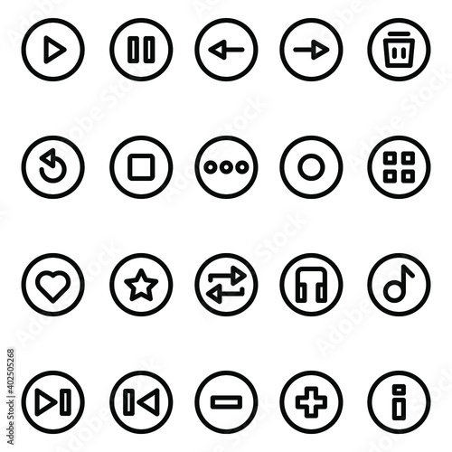 simple icon sets of music player button perfect for app, music player, user interface, multimedia, etc. editable stroke
