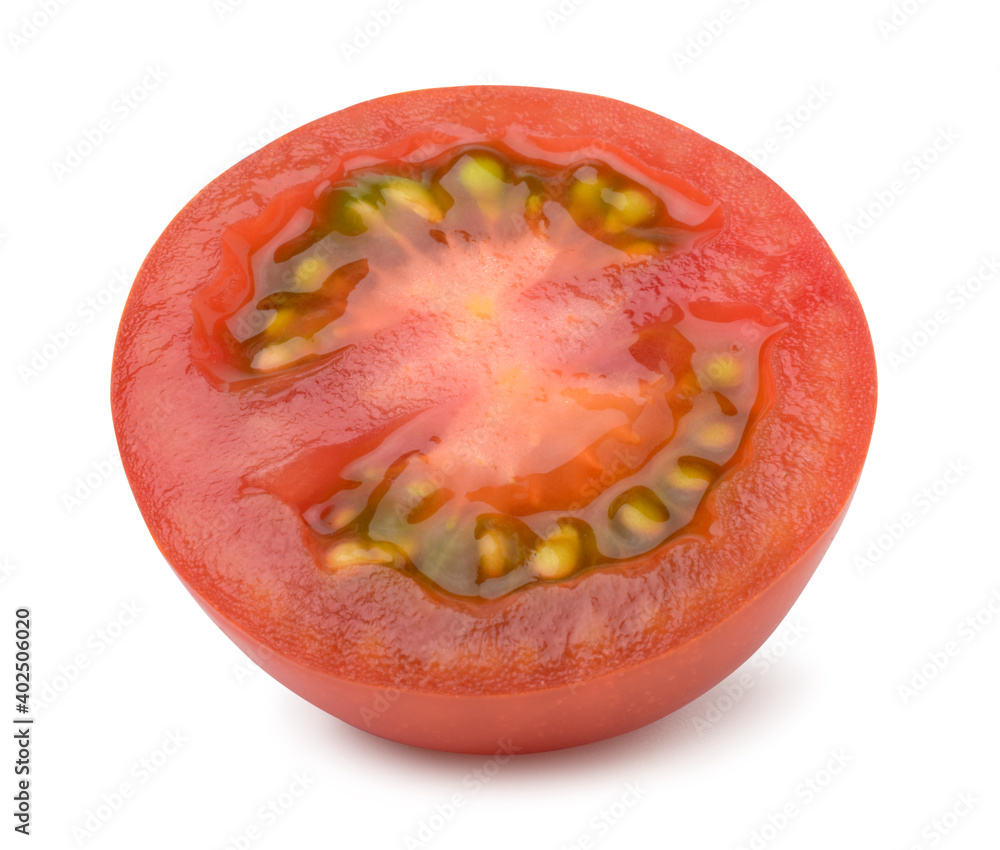 Half tomato isolated on a white background,Sliced,singleWith clipping path. Half tomato isolated on a white background,Sliced,singleWith clipping path.