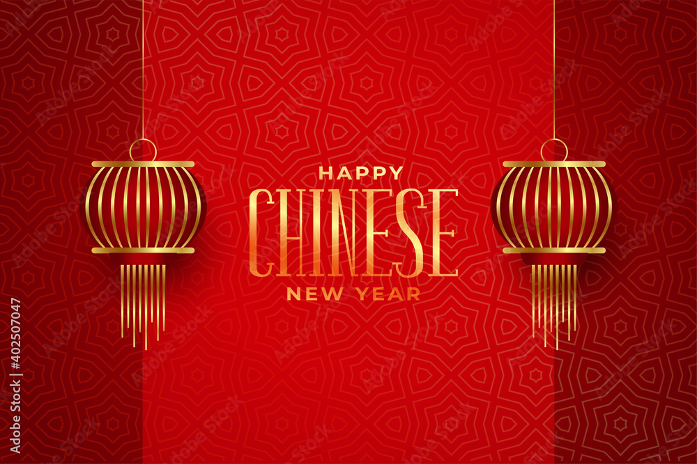 Happy chinese new year with lanterns on red background Happy chinese new year with lanterns on red background