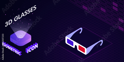 3d glasses isometric icon. Vector illustration. 3d concept	
