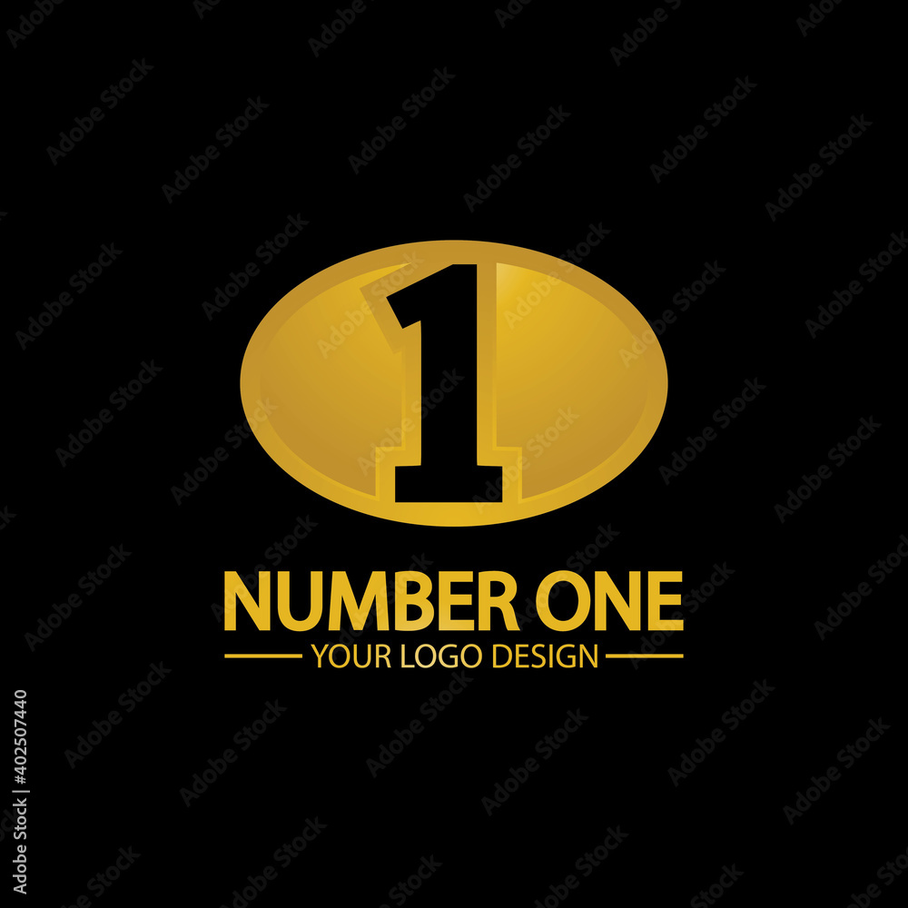 Golden Number one logo icon vector illustration design isolated black background Golden Number one logo icon vector illustration design isolated black background