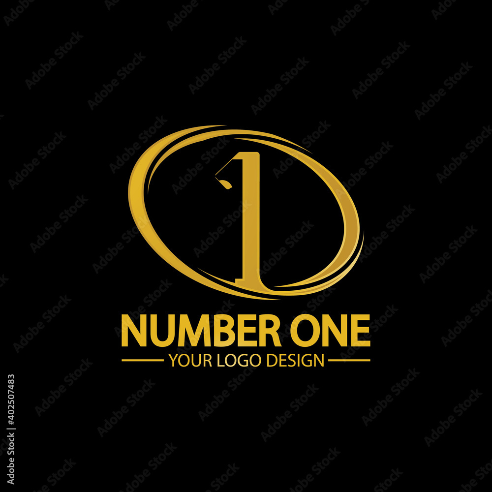 Golden Number one logo icon vector illustration design isolated black background Golden Number one logo icon vector illustration design isolated black background