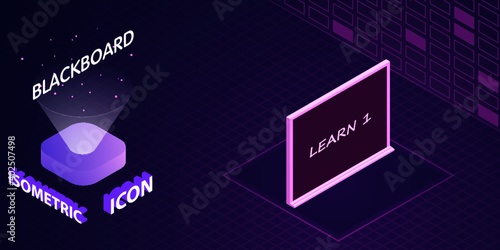 Blackboard isometric icon. Vector illustration. 3d concept	
