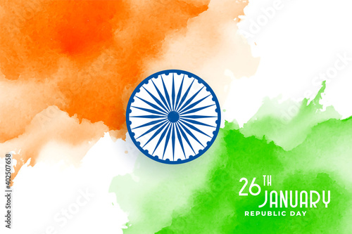 happy republic day of india creative watercolor flag design