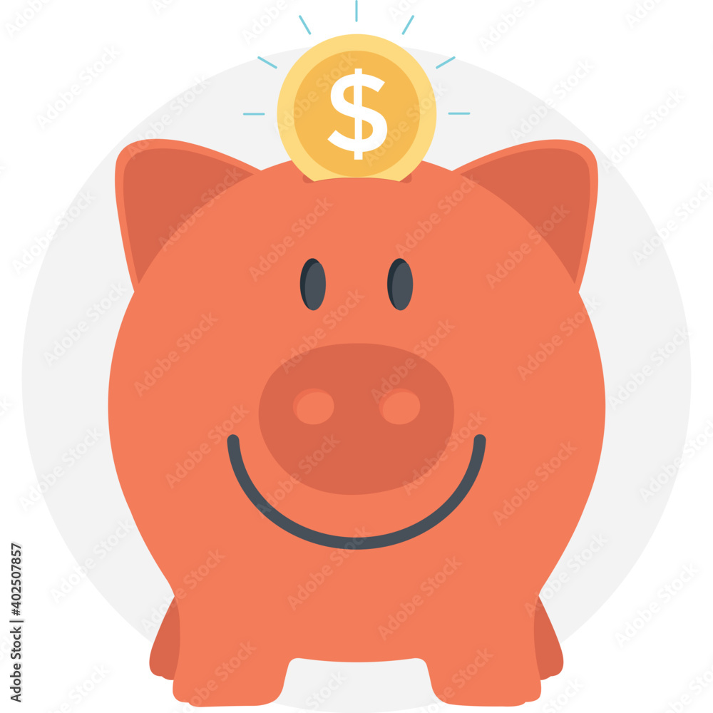 Piggy Bank Flat Colored Icon Piggy Bank Flat Colored Icon