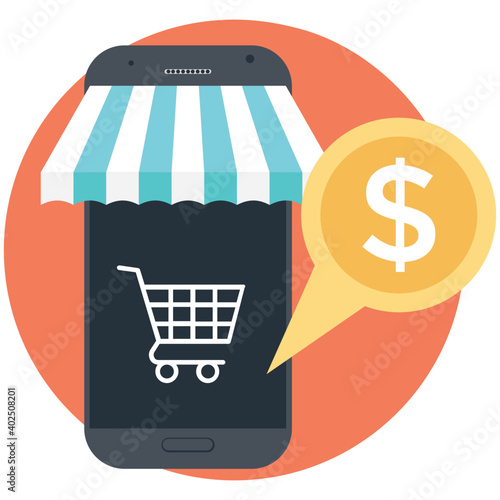 Mobile Commerce Flat Colored Icon