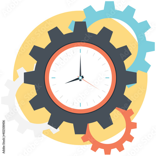 Time Management Flat Colored Icon