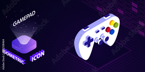 Gamepad isometric icon. Vector illustration. 3d concept