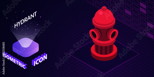 Fire hydrant isometric icon. Vector illustration. 3d concept