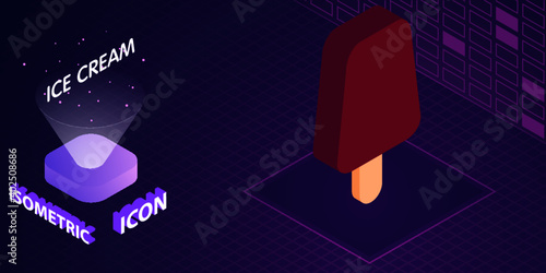 Ice cream isometric icon. Vector illustration. 3d concept