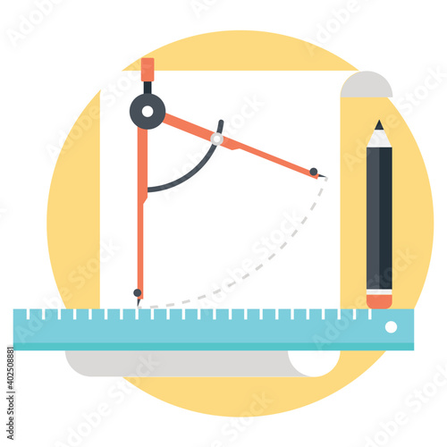 Technical drawing, drafting vector icon