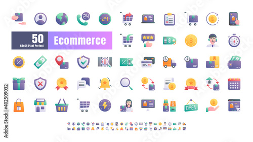 64x64 Pixel Perfect of Ecommerce Online Shopping Delivery. Flat Gradient Color Icons Vector. for Website, Application, Printing, Document, Poster Design, etc.